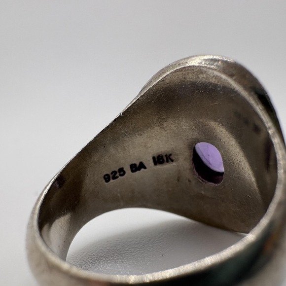 Suarti BA Amethyst Ring Sterling Silver 18K Gold Oval Gemstone Size 5.25 8g - Picture 7 of 11